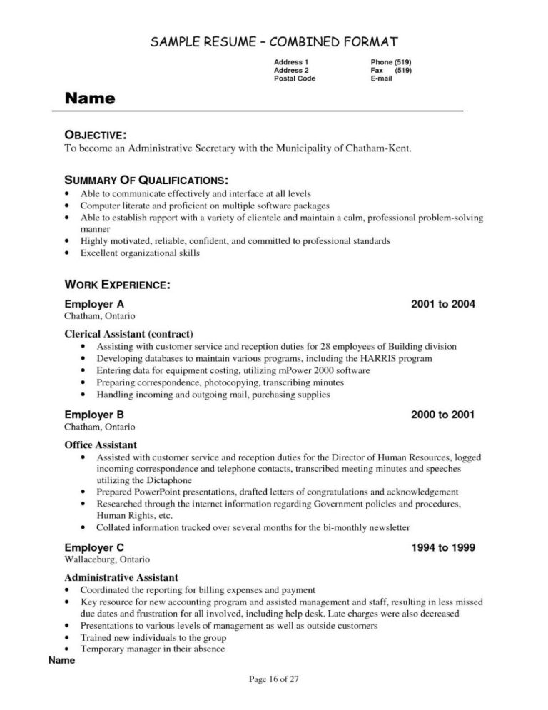 Clerical Resume Summary Examples