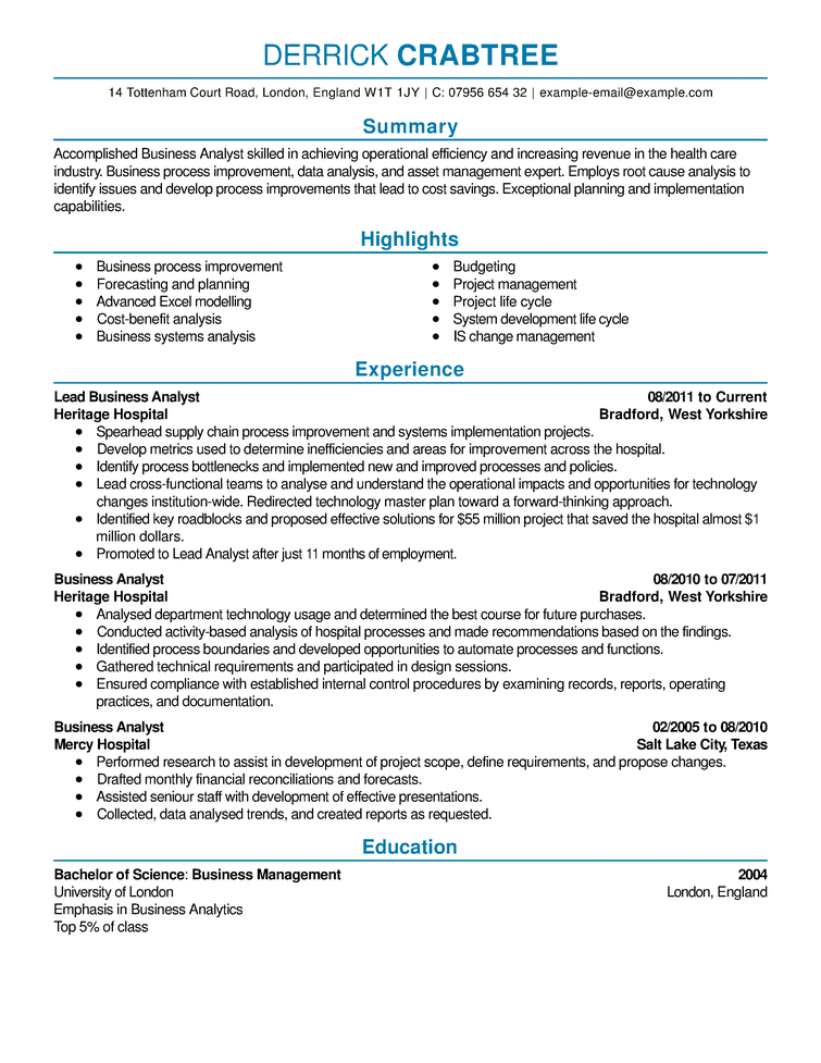 Business Analytics Consultant Resume