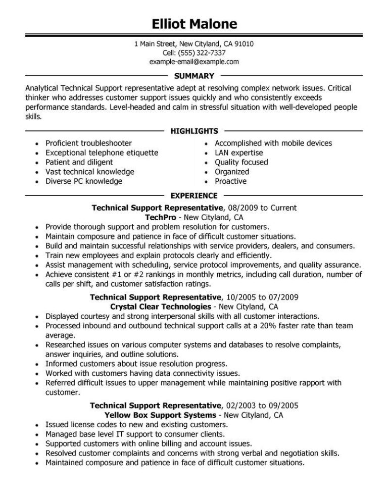 Technical Account Manager Cv Example