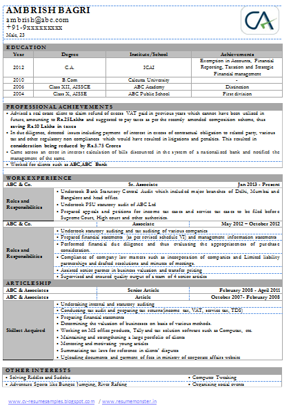 Experience Accountant Resume Sample Doc