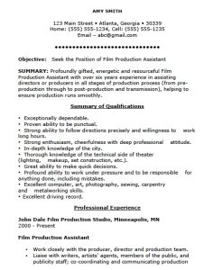 Film Production Assistant Resume Template Resume Templates