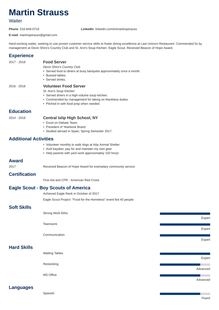 Resume For Teenager First Job Example