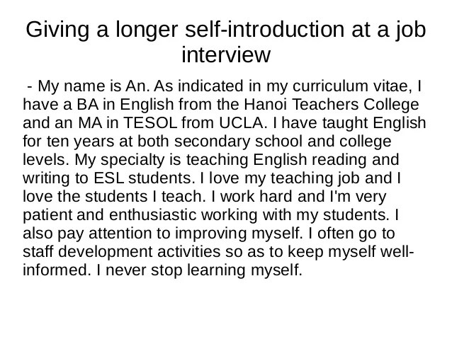 How To Introduce Yourself In Interview For Teaching Job