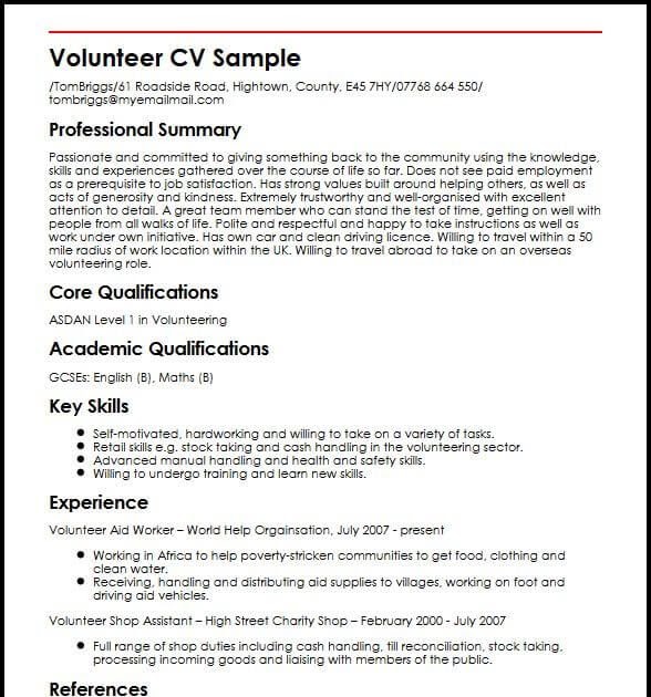 Cv Format Volunteer Experience / Hospital Volunteer Resume Example