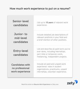 Resume Work Experience, History & Job Description Examples