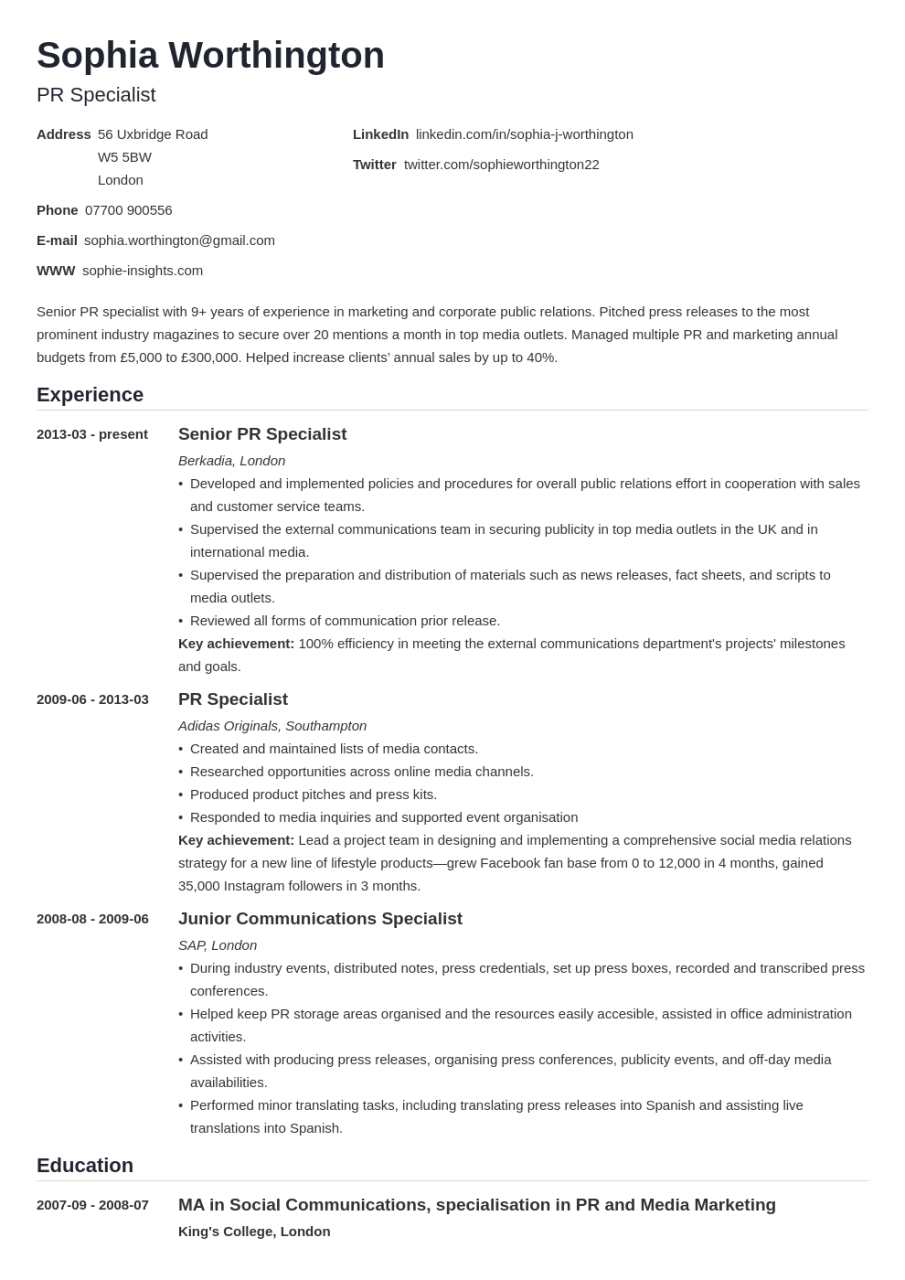How To Write A Cv For Job Application In A Restaurant / 10 Sample Cv
