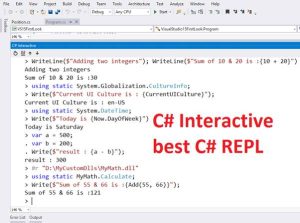 Using C Interactive With Visual Studio 2015