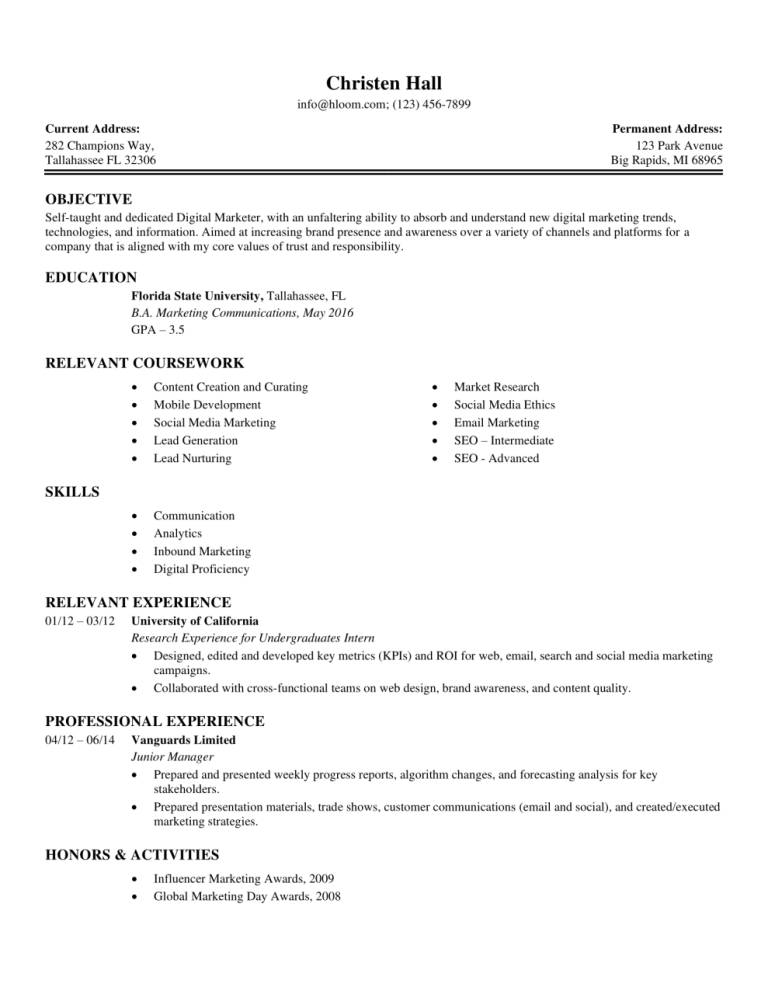 How To Write A Cv For Engineering Internship