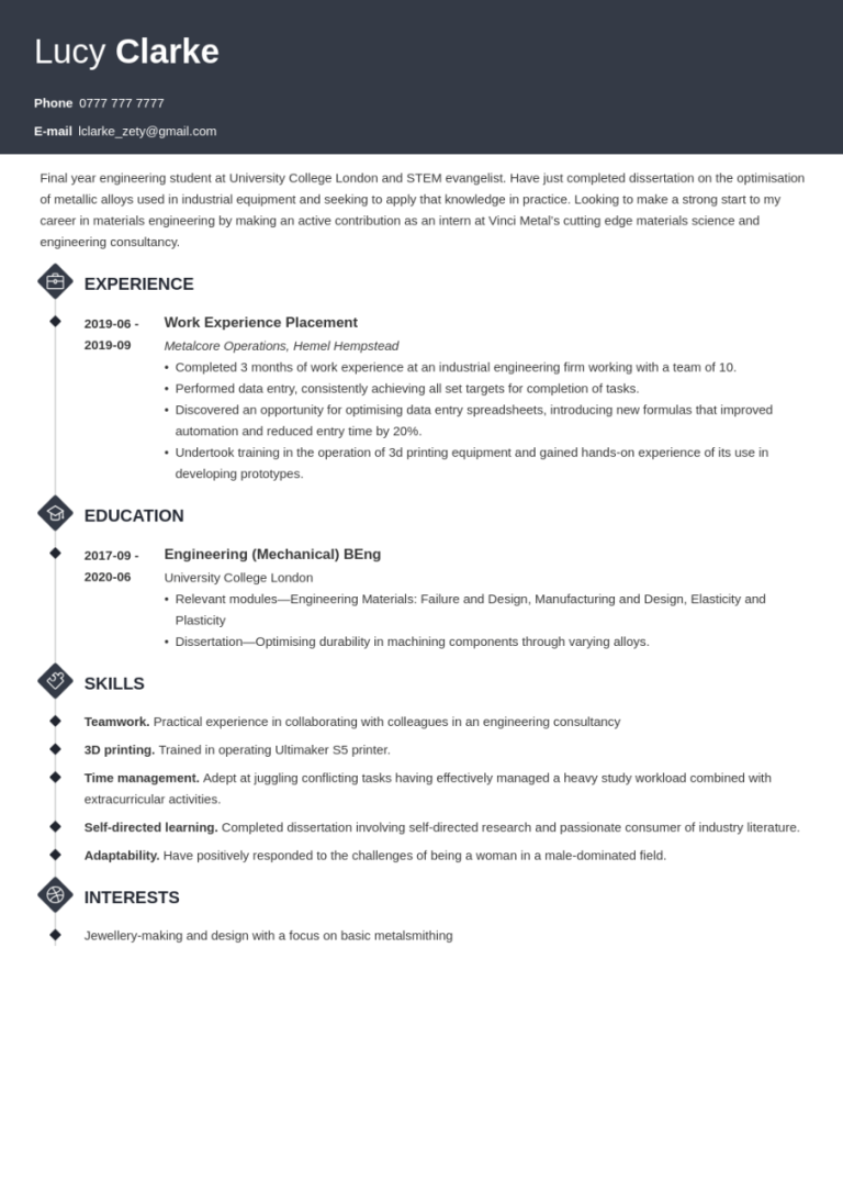 How To Make A Cv For Internship Format