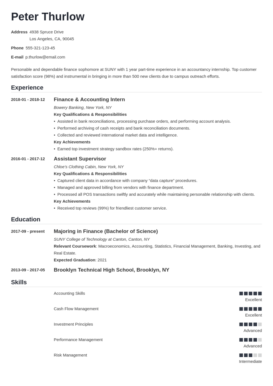 Resume for Internship Template & Guide (20+ Examples)