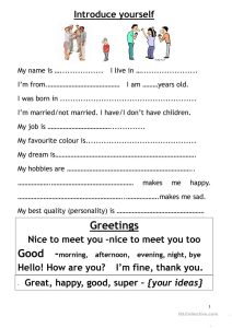 Introduce myself worksheet Free ESL printable worksheets made by teachers