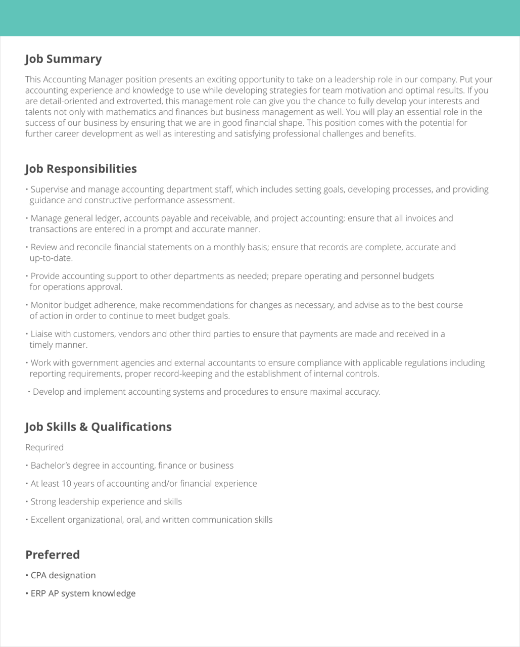 Education Job Description Templates & Samples LiveCareer