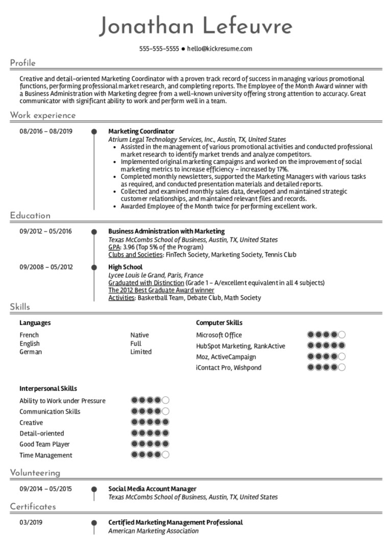 What To Put On A Marketing Resume
