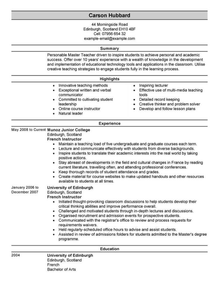 How To Write A Resume For A Master's Program