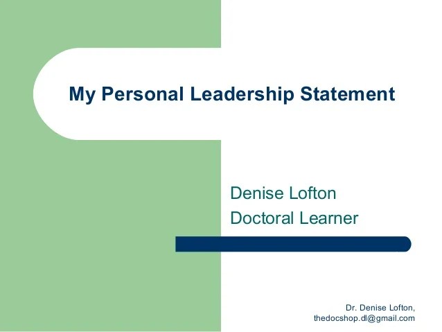 My personal leadership statement