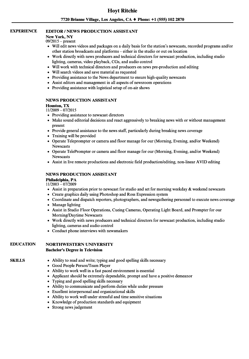 How To Make A Resume For Film Production