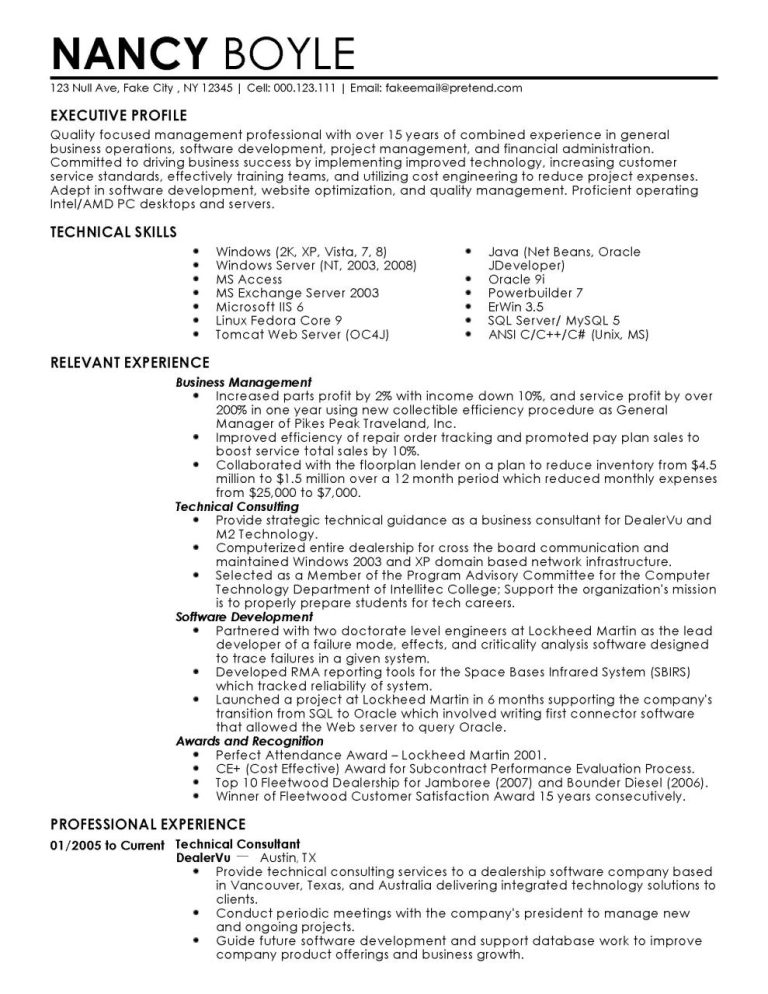 Fake Work Experience On Resume Examples