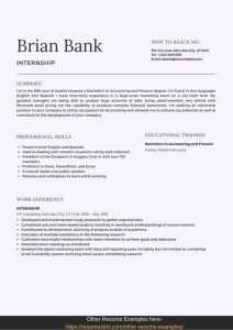 Internship Cv Template For Students With No Experience first cv