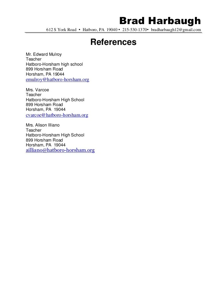 How To Make A References List For Resume