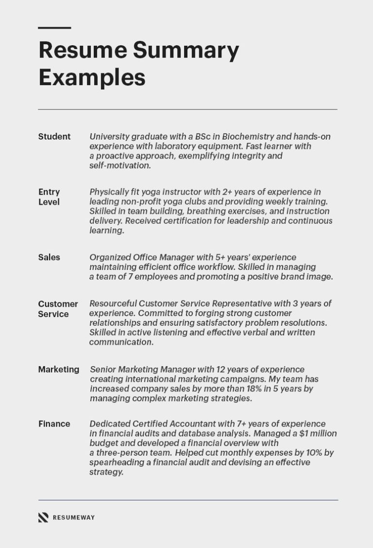 How To Write Good Summary For Resume