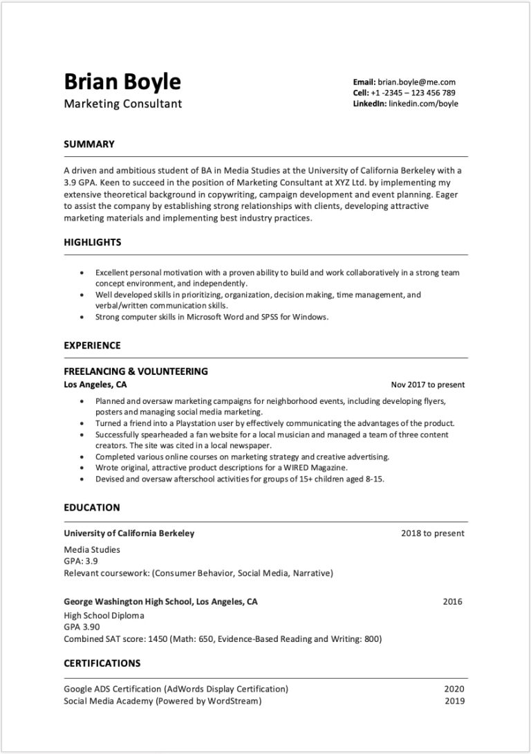 How To Write A Resume With No Experience Template