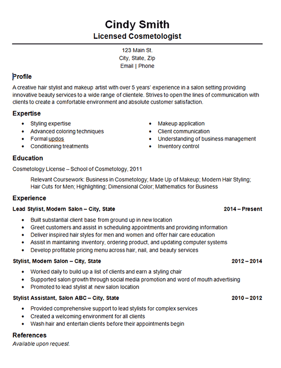 How To Write A Cosmetology Resume