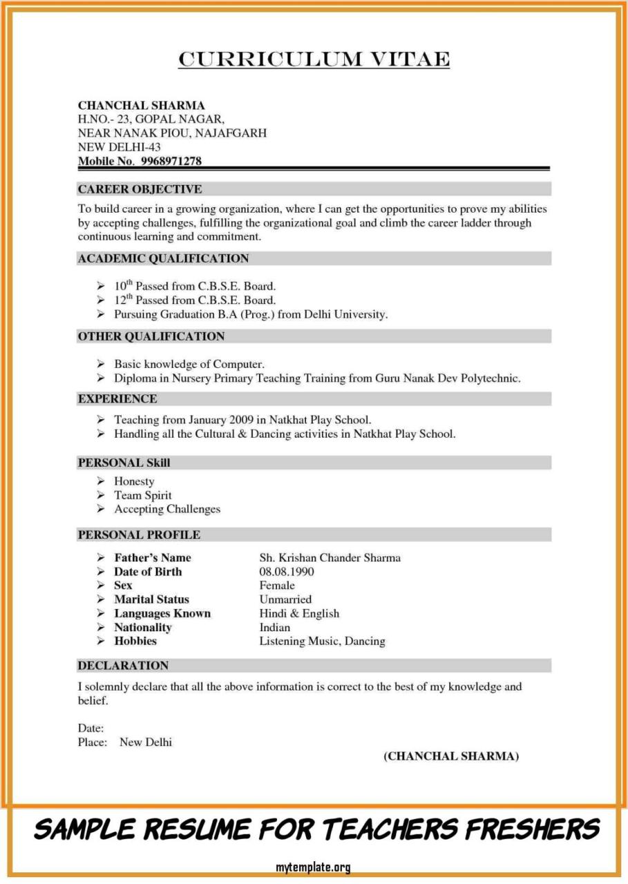 How To Write Educational Qualification In Resume For Freshers