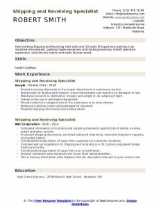 Shipping And Receiving Specialist Resume Samples QwikResume