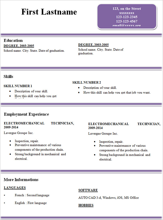 How To Write A Simple Resume Example
