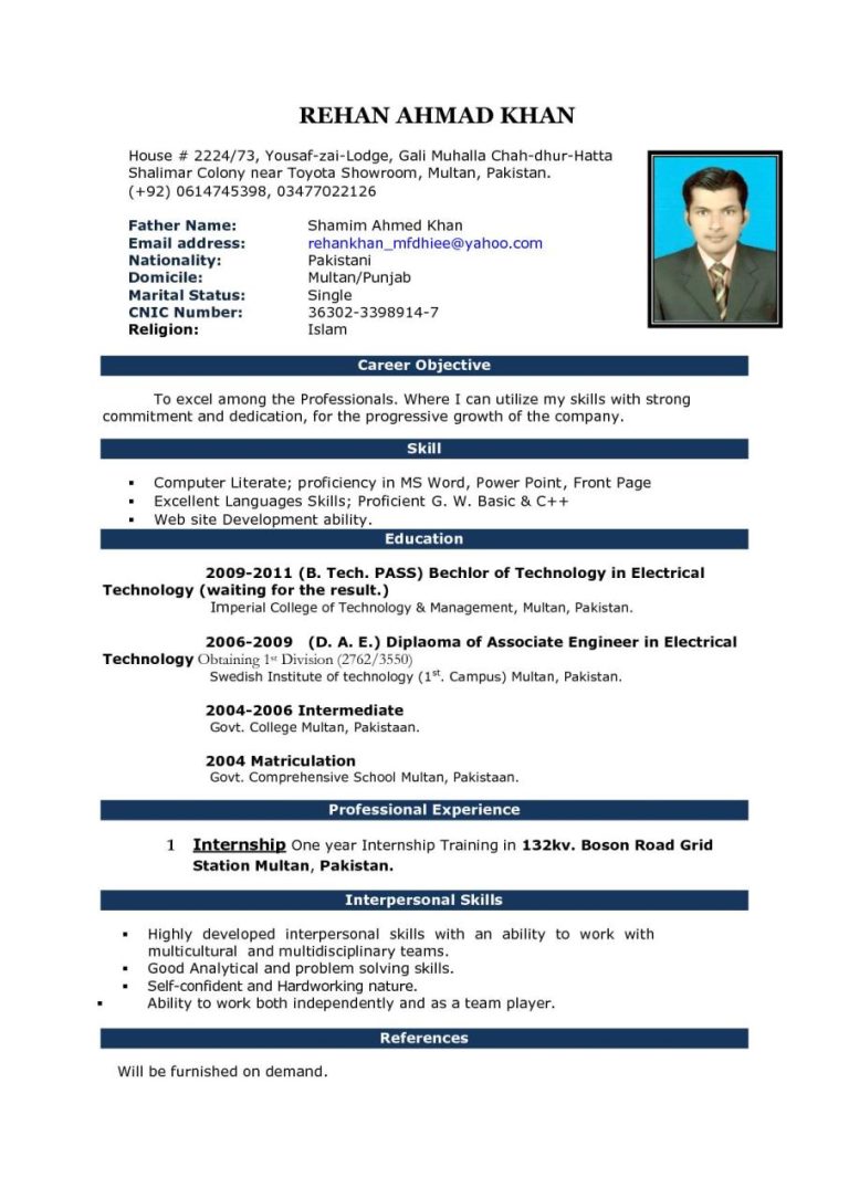 How To Make A Resume Format Doc