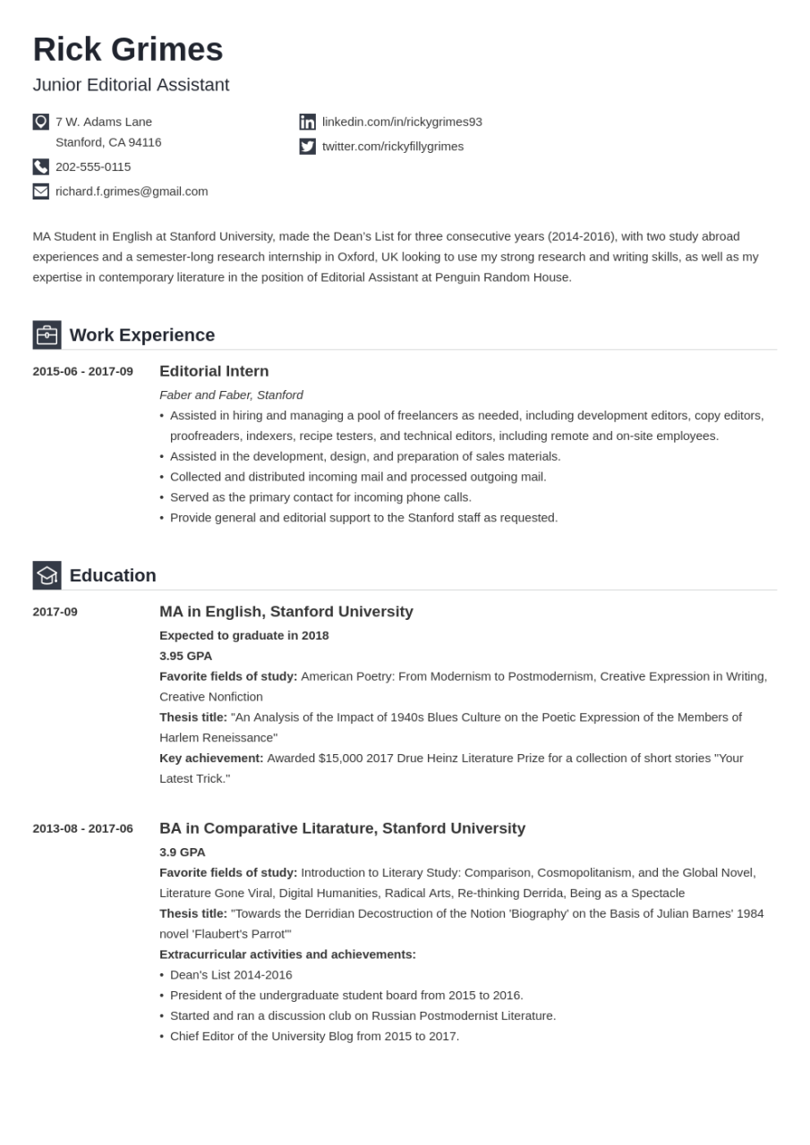 How To Make A Resume For A College Student With No Work Experience