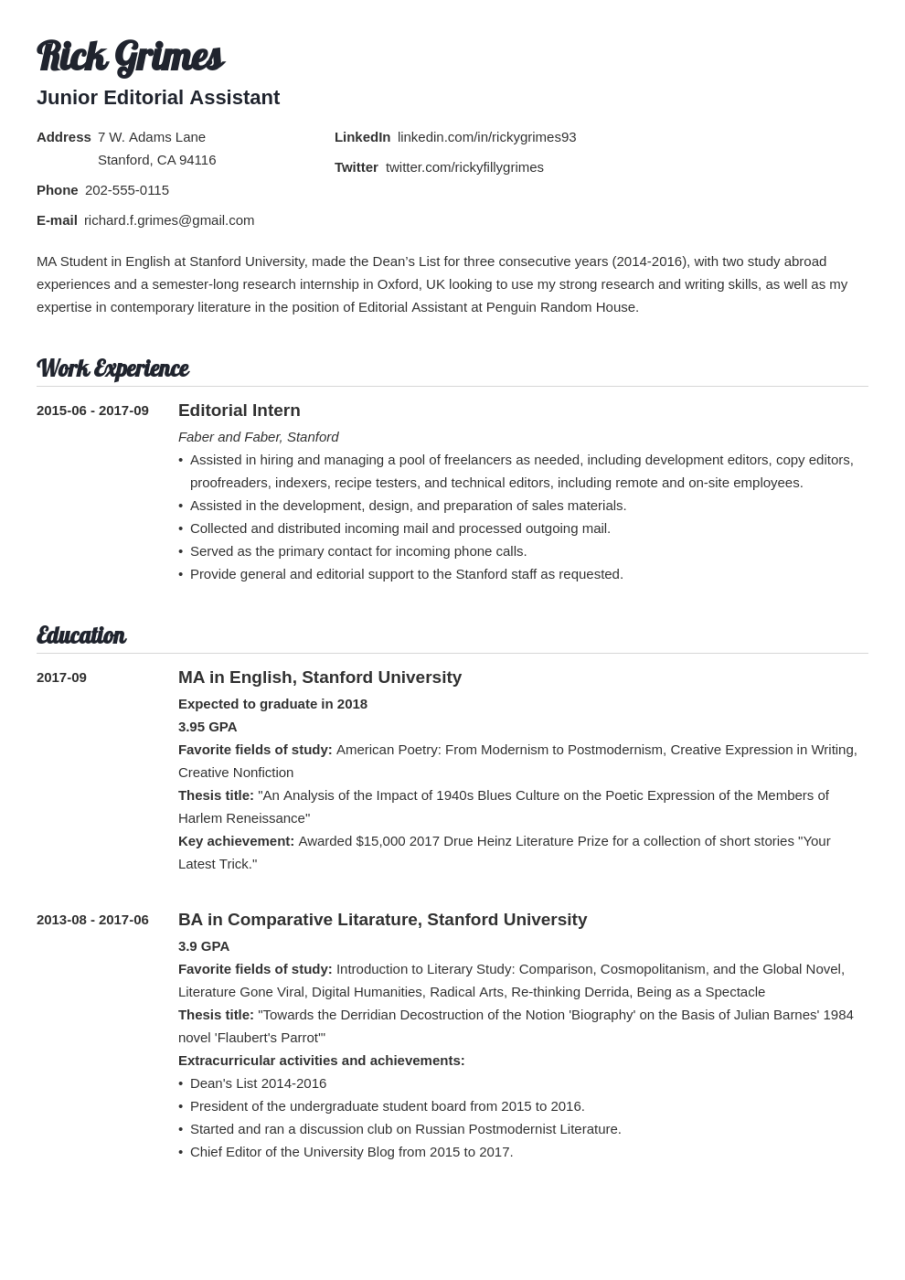 How To Write Current Internship In Resume