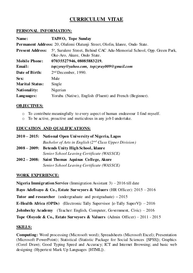 How To Write A Cv For Undergraduate Students In Nigeria