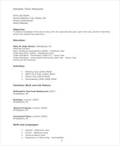 Resume For Teenager First Job / Resume Format For Job Application First
