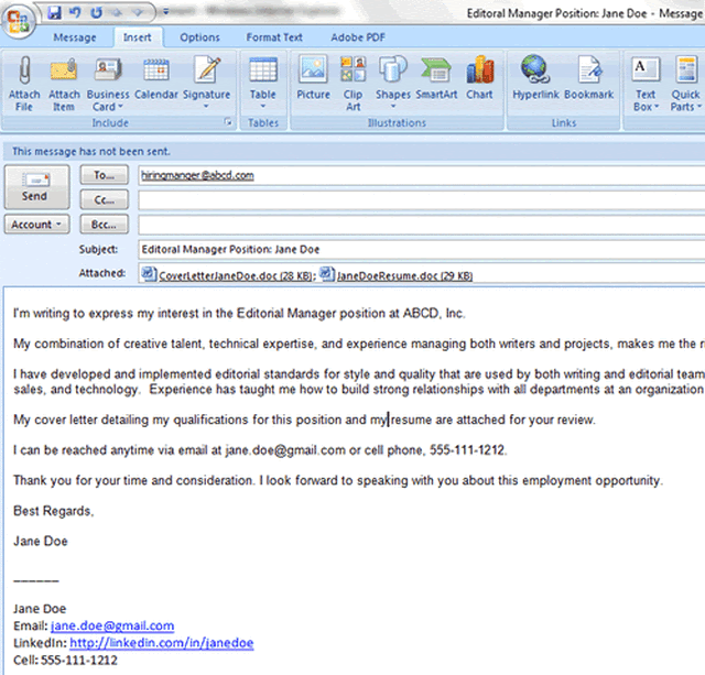 Example Of Sending Resume Via Email / 910 Sample Letter for Sending