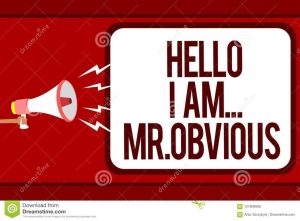 Word Writing Text Hello I Am.. Mr.Obvious. Business Concept For