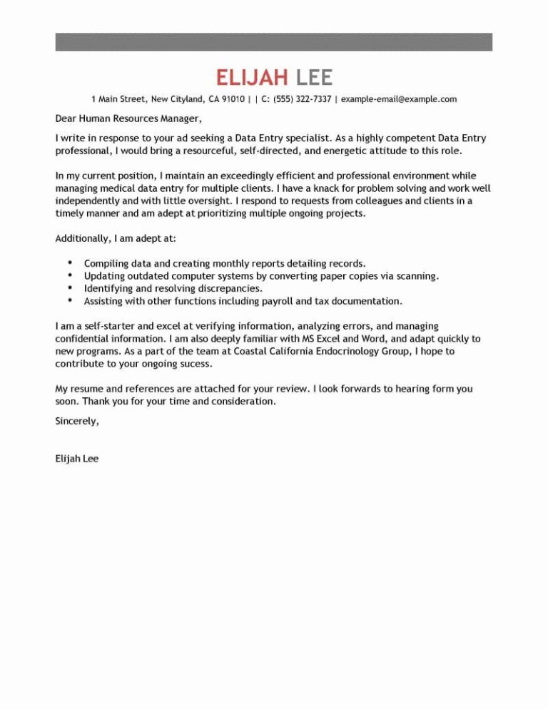 Data Entry Job Proposal Letter