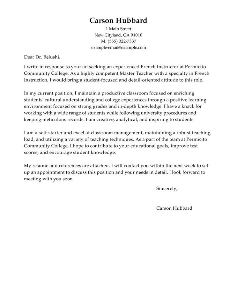 Education Application Letter Examples