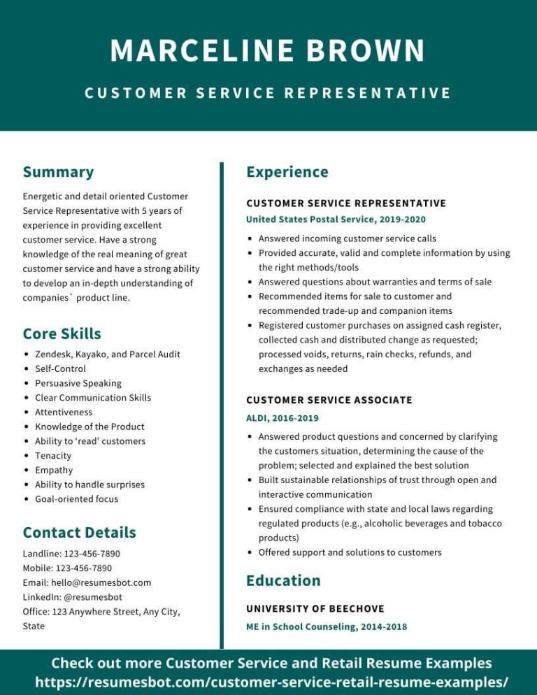 Customer Service Resumes Examples