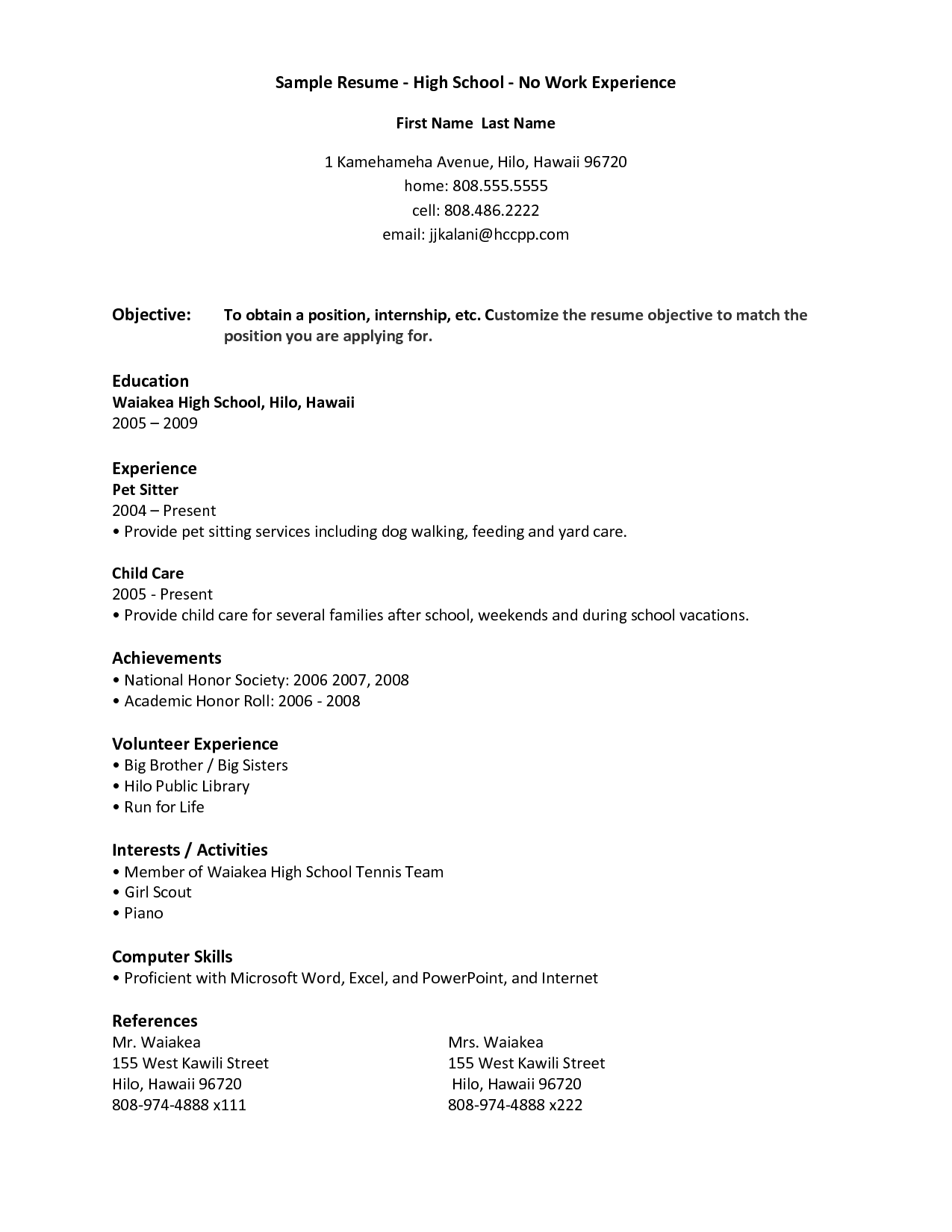 Resume Examples Little Work Experience First job resume, Job resume