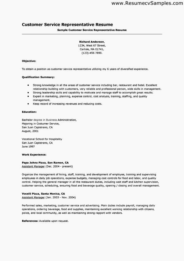 General Resume Objective Examples For Customer Service