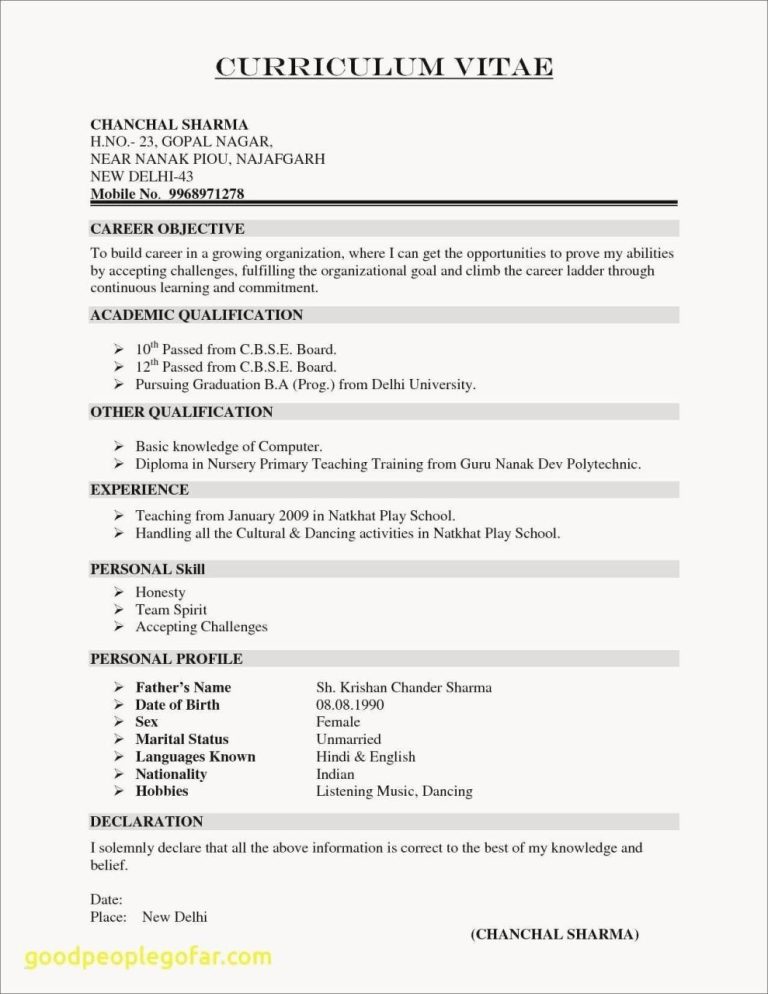 Sample Resume For Teachers Without Experience Doc