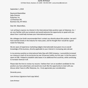 Cover Letter Referred by a Contact Examples