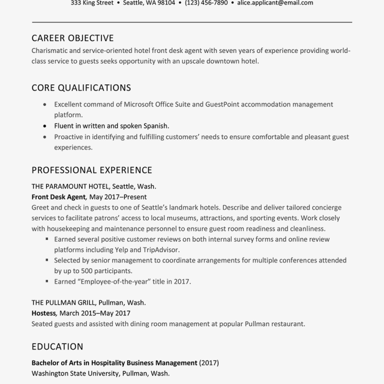 How To Write A Cv For Hotel Job