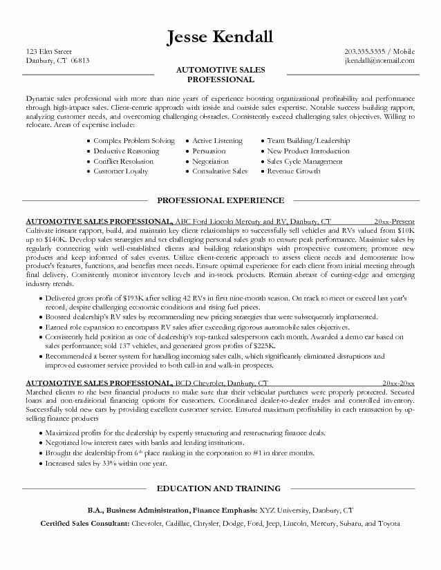 Outside Sales Resume Examples 2018
