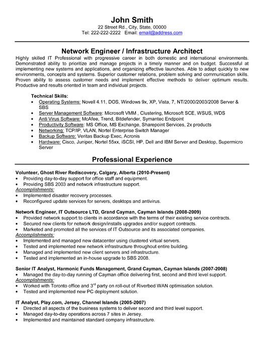 Senior Network Engineer Resume Summary