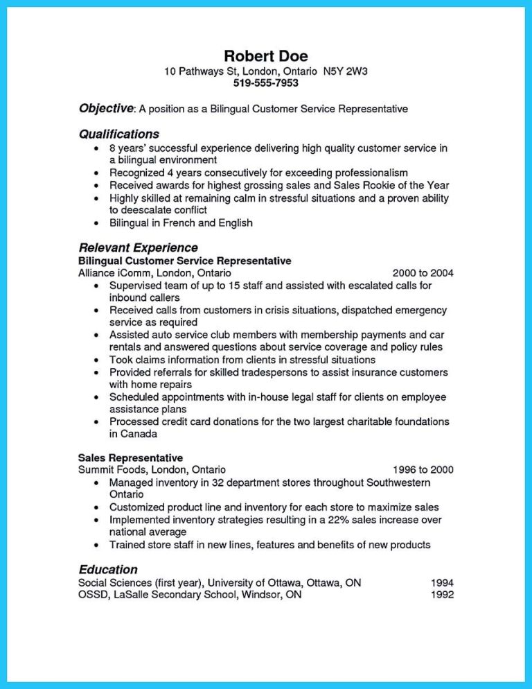 Sample Cover Letter For Bilingual Customer Service Representative