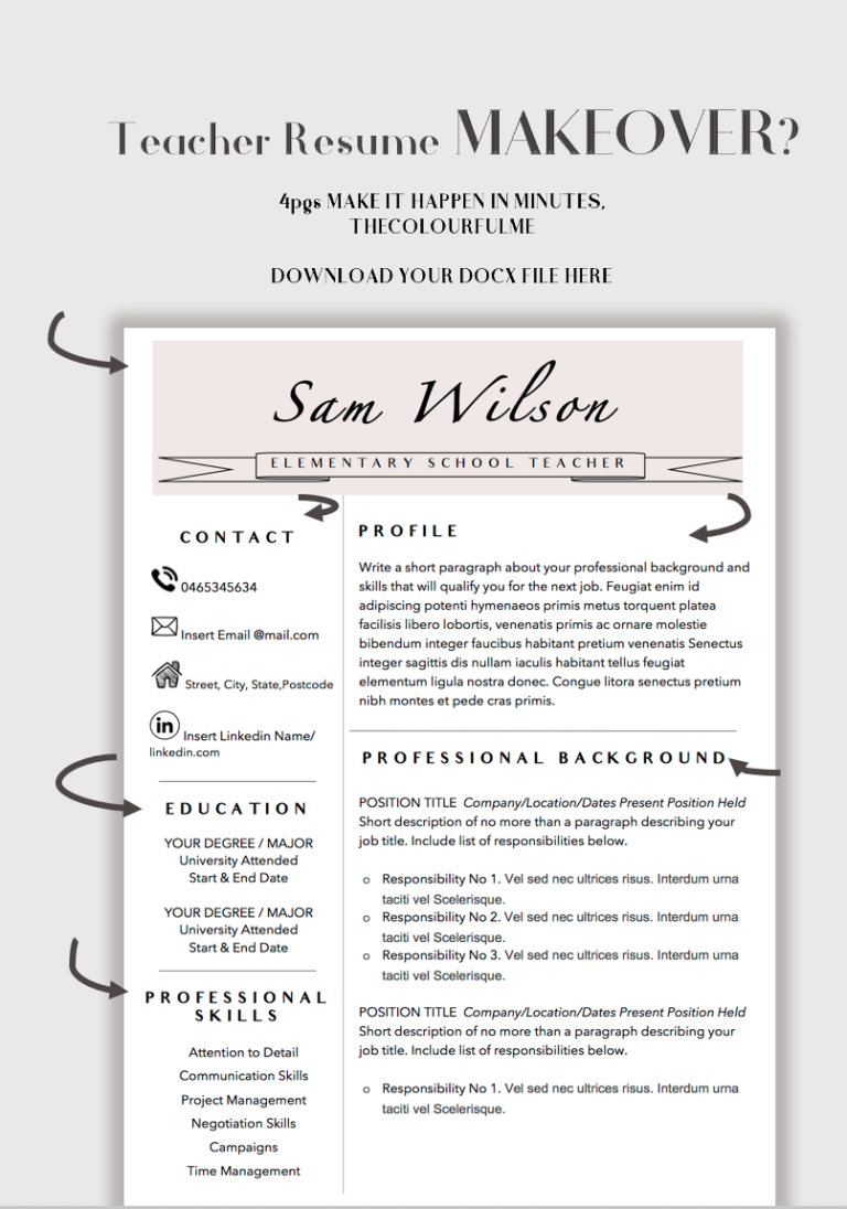 Teacher Resume Format Download