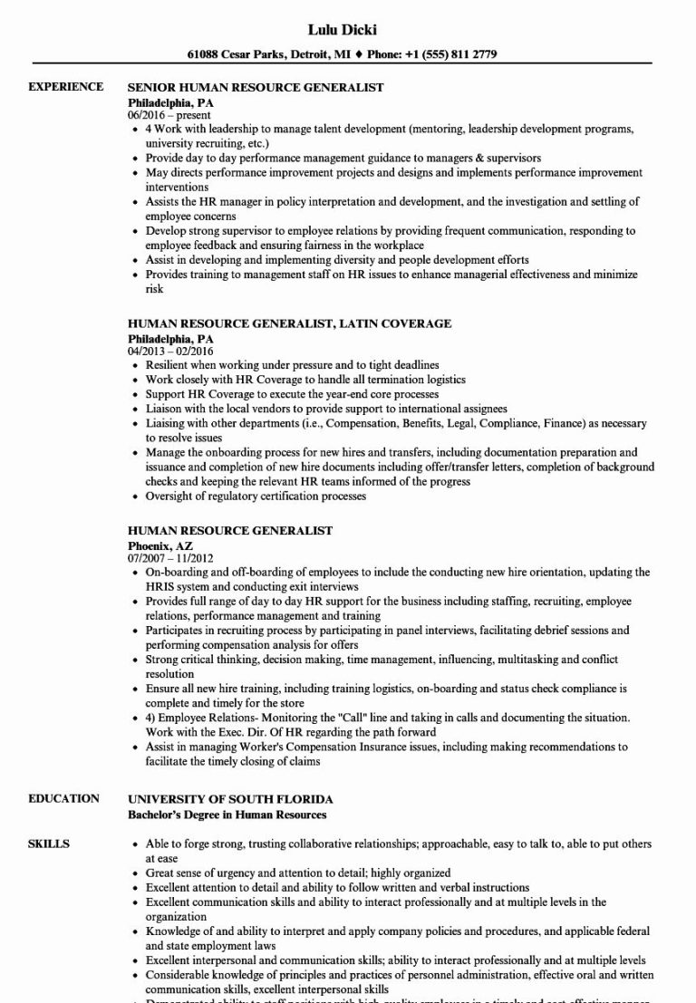 Human Resources Resume Examples 2020