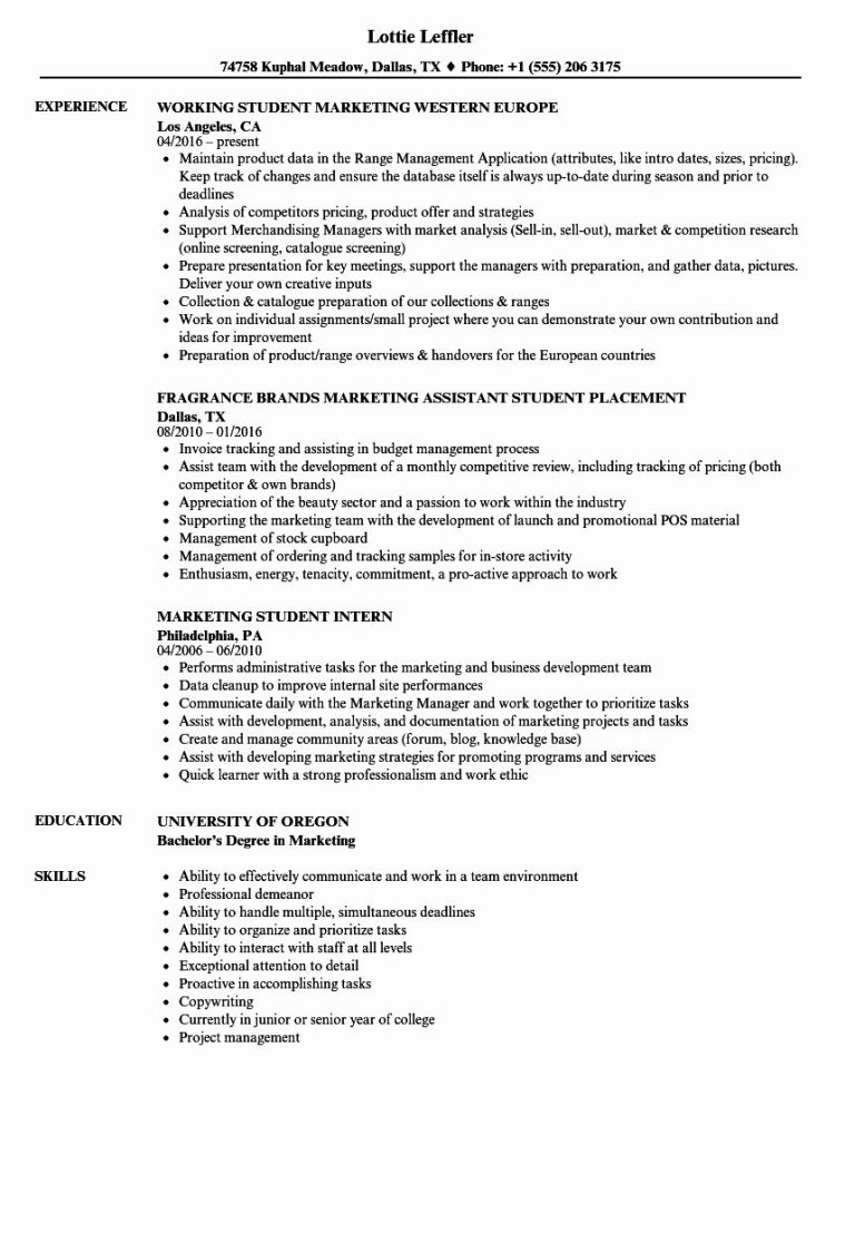 College Student Resume Examples 2020